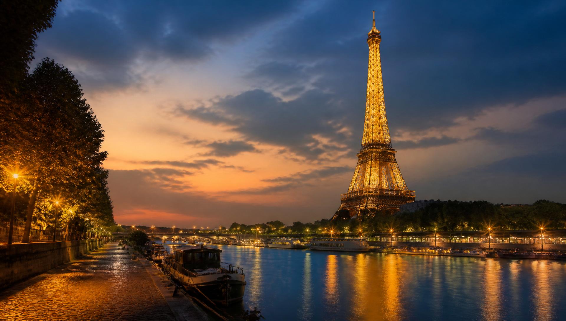 Torre Eiffel em Paris ao entardecer